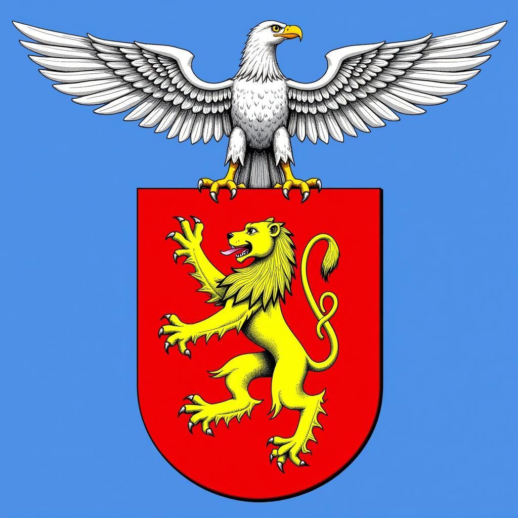 Medieval Coat of Arms with Lion and Eagle