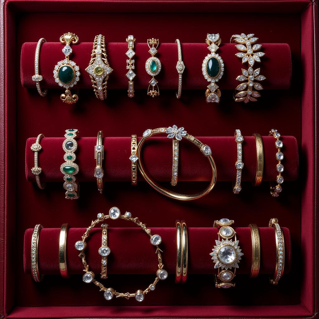 A Collection of Art Deco Bracelets in Gold