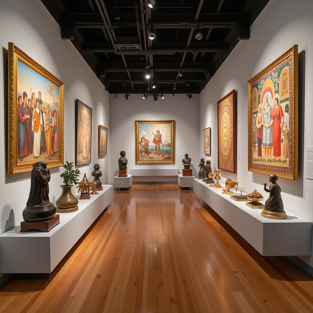 Collection of Judaica Art on Display in a Gallery