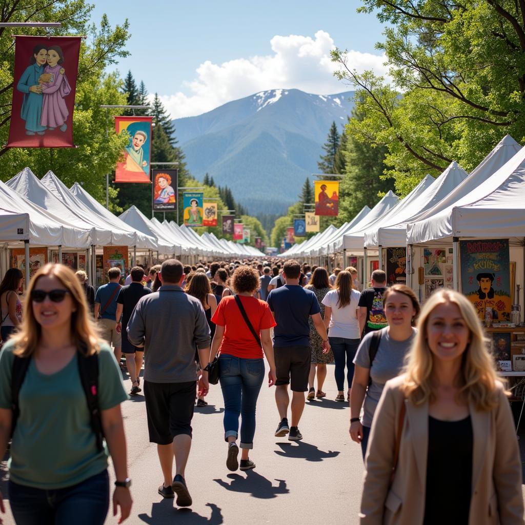 Crowds enjoying a Colorado art festival