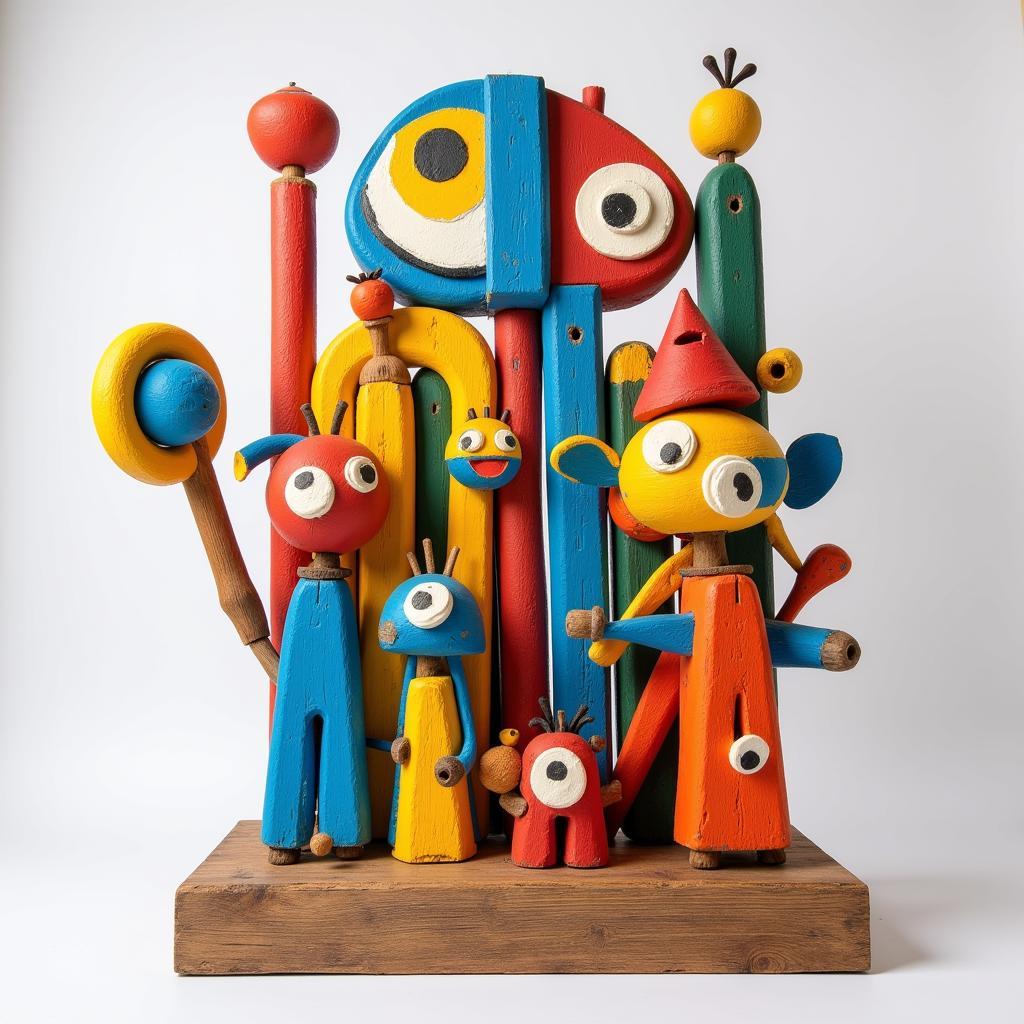 Abstract Sculpture with Playful Shapes and Textures