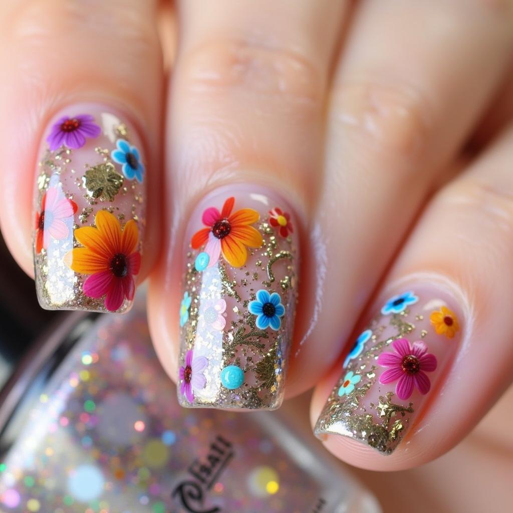 Vibrant Encapsulated Nail Art Design