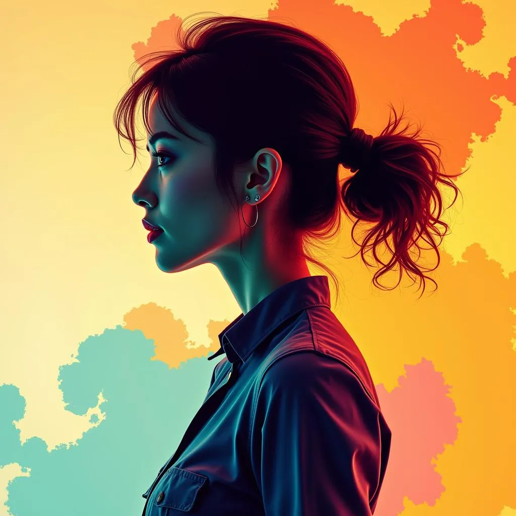 Colorful Woman Silhouette Canvas Art