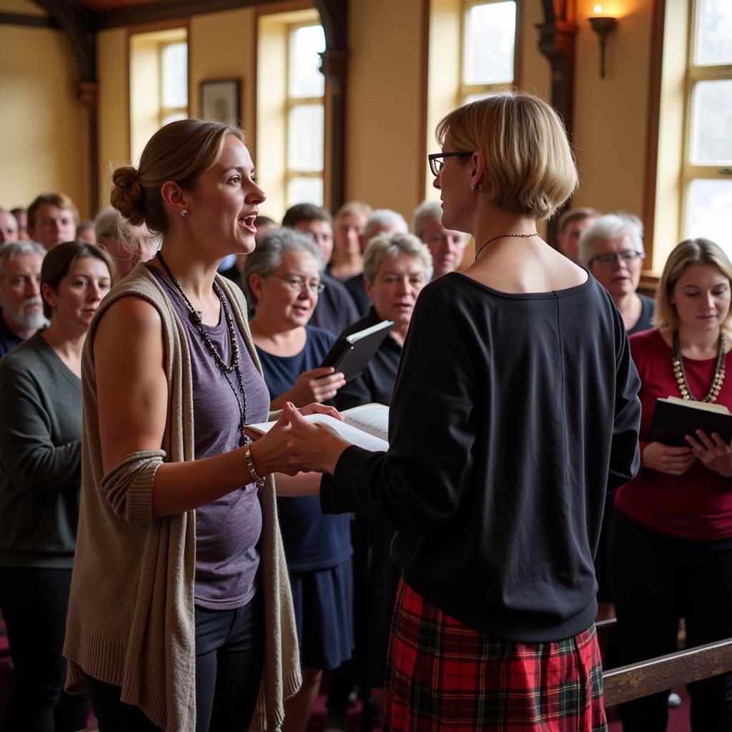 Community Highland Choir Rehearsing in a Local Hall