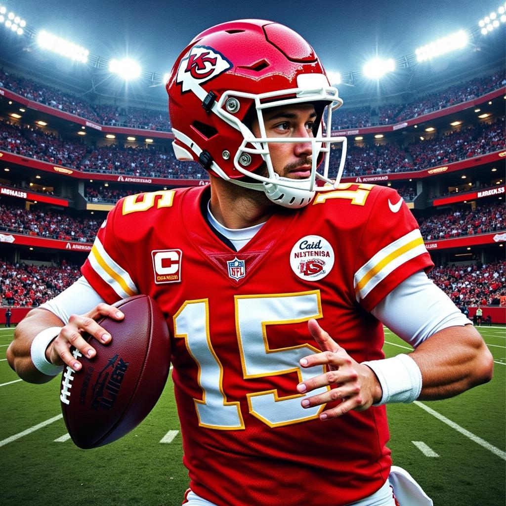 Completed Chiefs Diamond Art of Patrick Mahomes