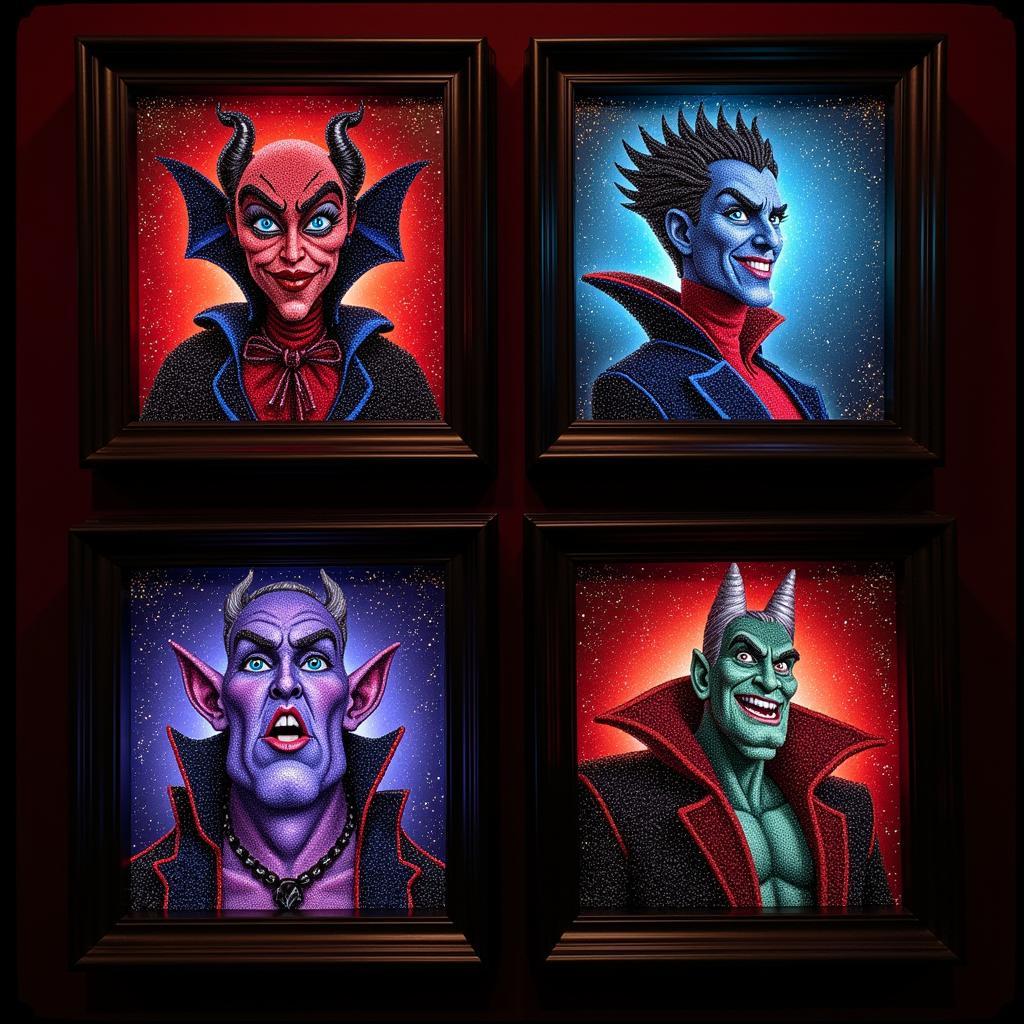 Completed Disney Villains Diamond Art on Display