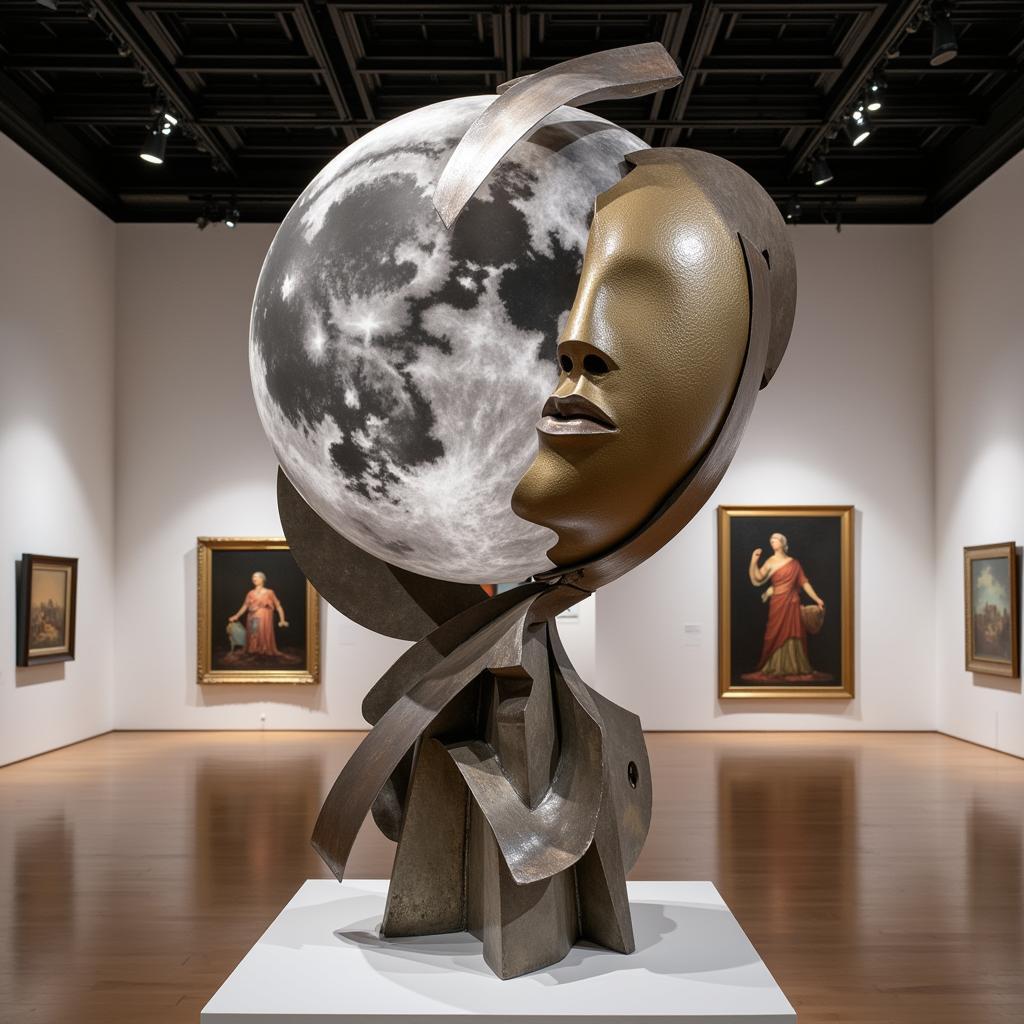 Contemporary Abstract Moon Sculpture