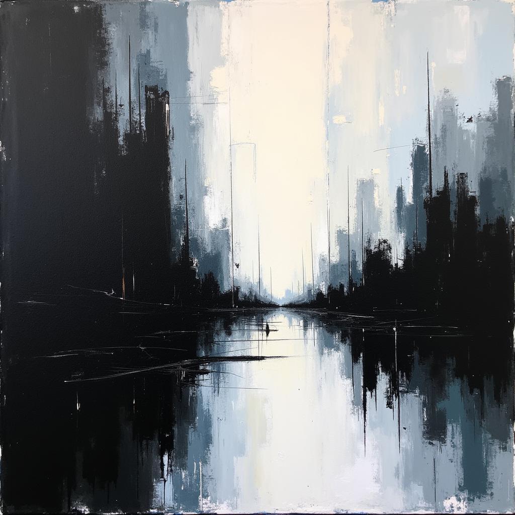 Abstract Black and White Painting