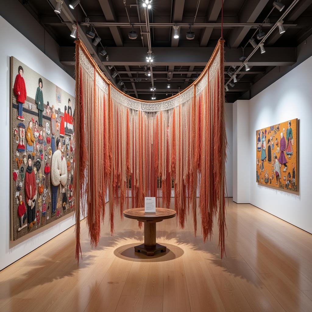 large-scale fiber art installation in a gallery setting