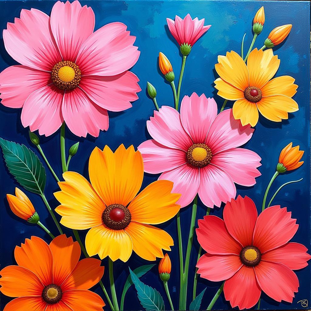 Contemporary Floral Acrylic Painting