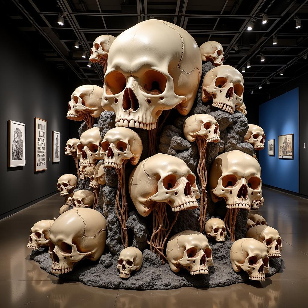 Contemporary Human Skull Art Installation