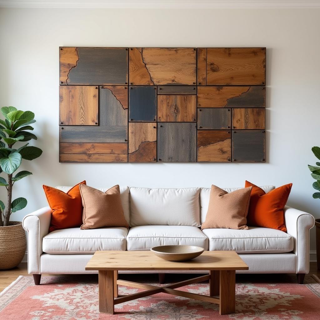 Contemporary Rustic Wall Art in a Living Room Setting