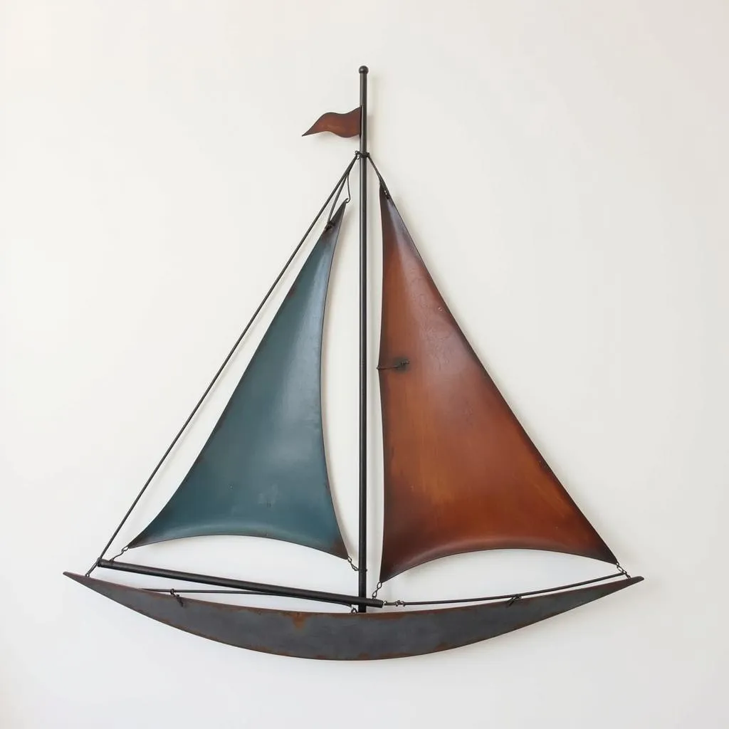 Modern Metal Wall Art with a Sailing Boat