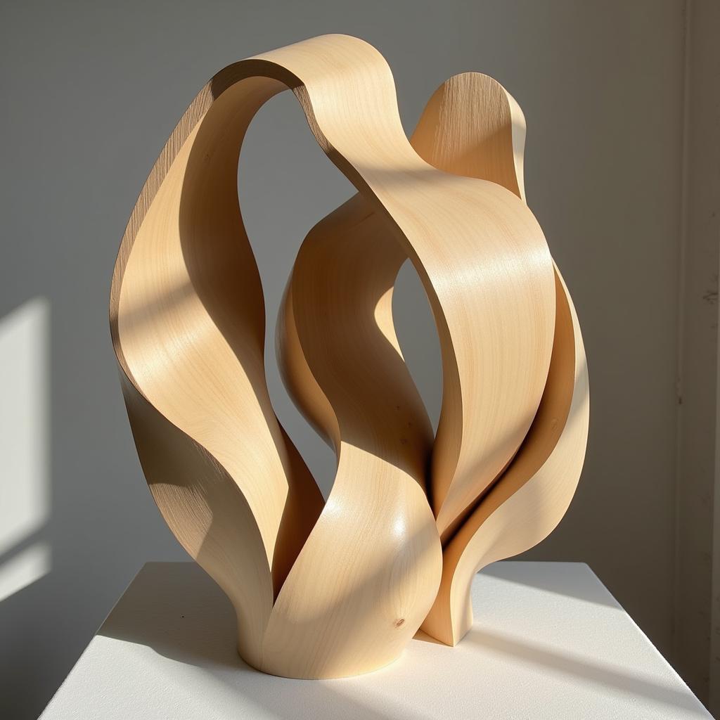 Contemporary Wood Sculpture: Abstract Form in Natural Light