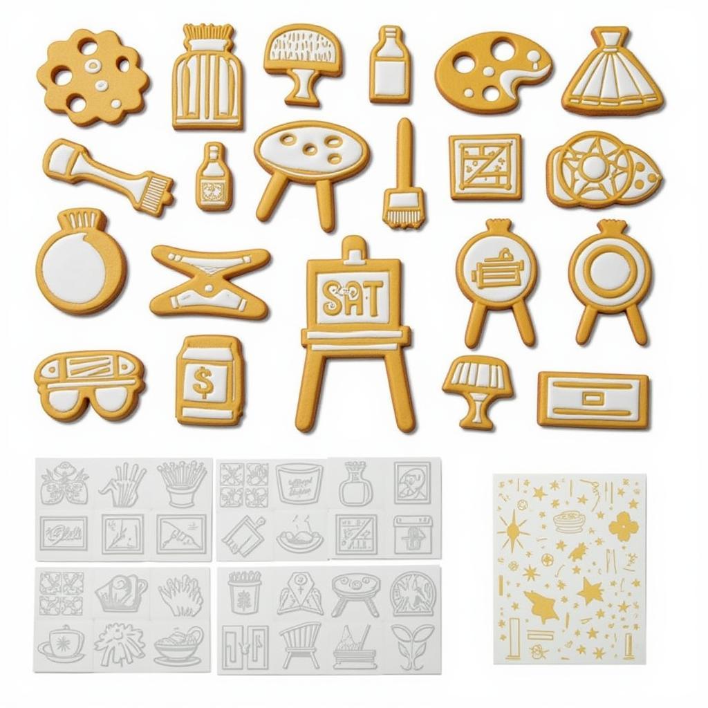 Cookie cutters and stencils for art themed cookies