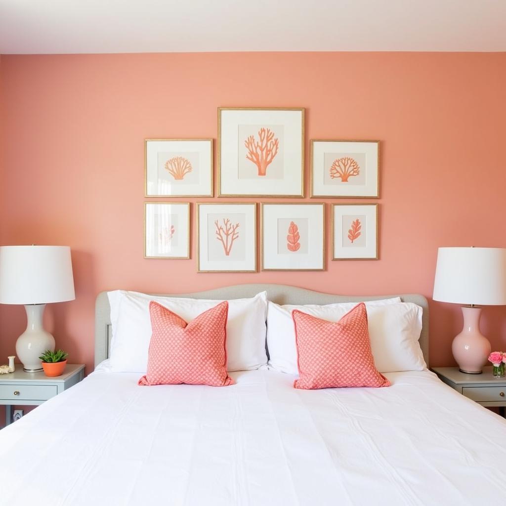 Coral Wall Art in a Bedroom