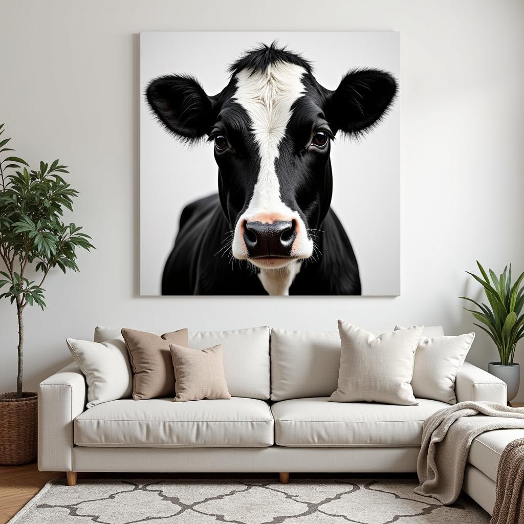 Cow Print Wall Art in Living Room