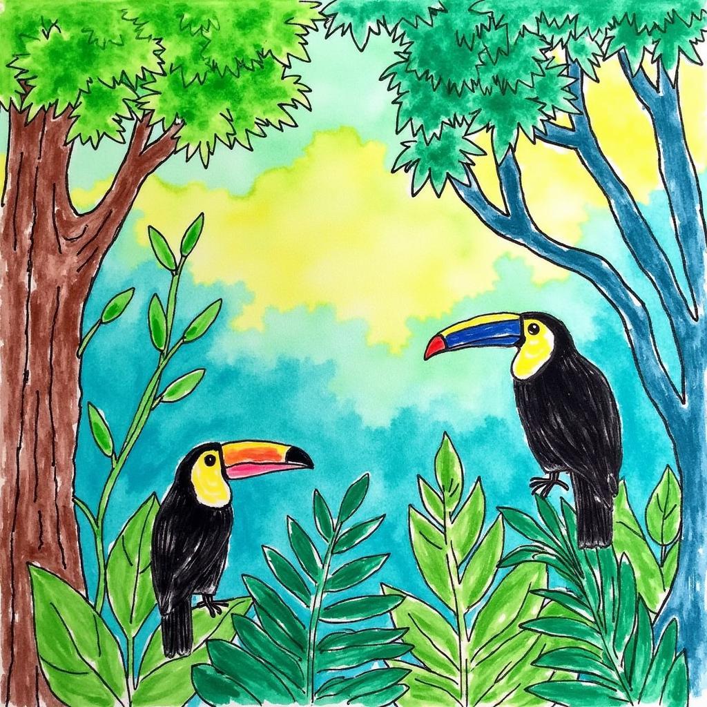 Crayon Resist Rainforest Art Project for Kids