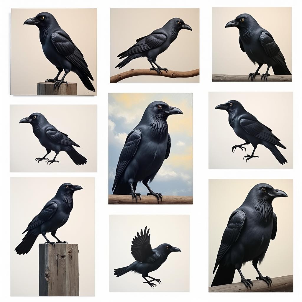 Different Styles of Crow Wall Art