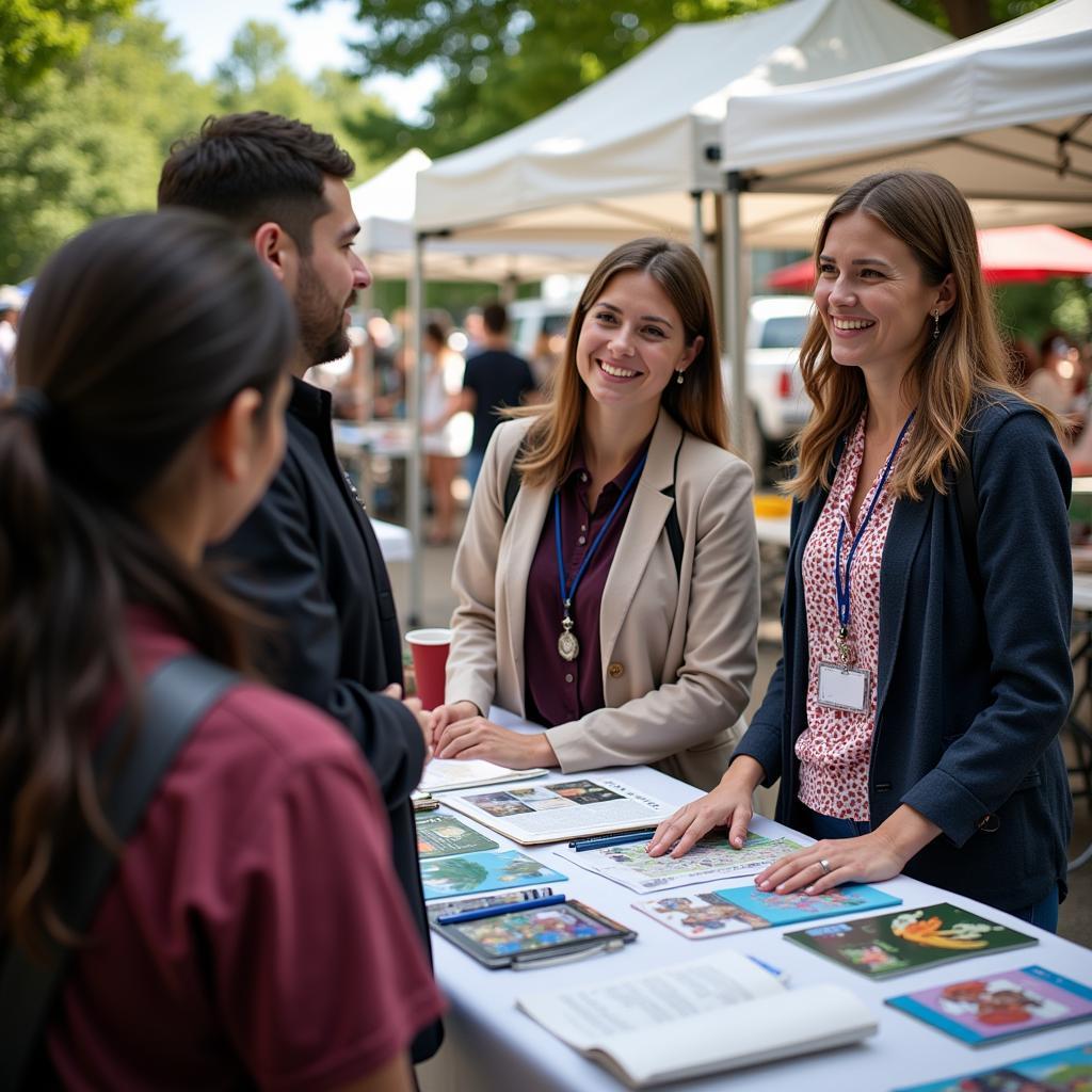 Visitors getting information at the Crystal Lake Art Fair information booth