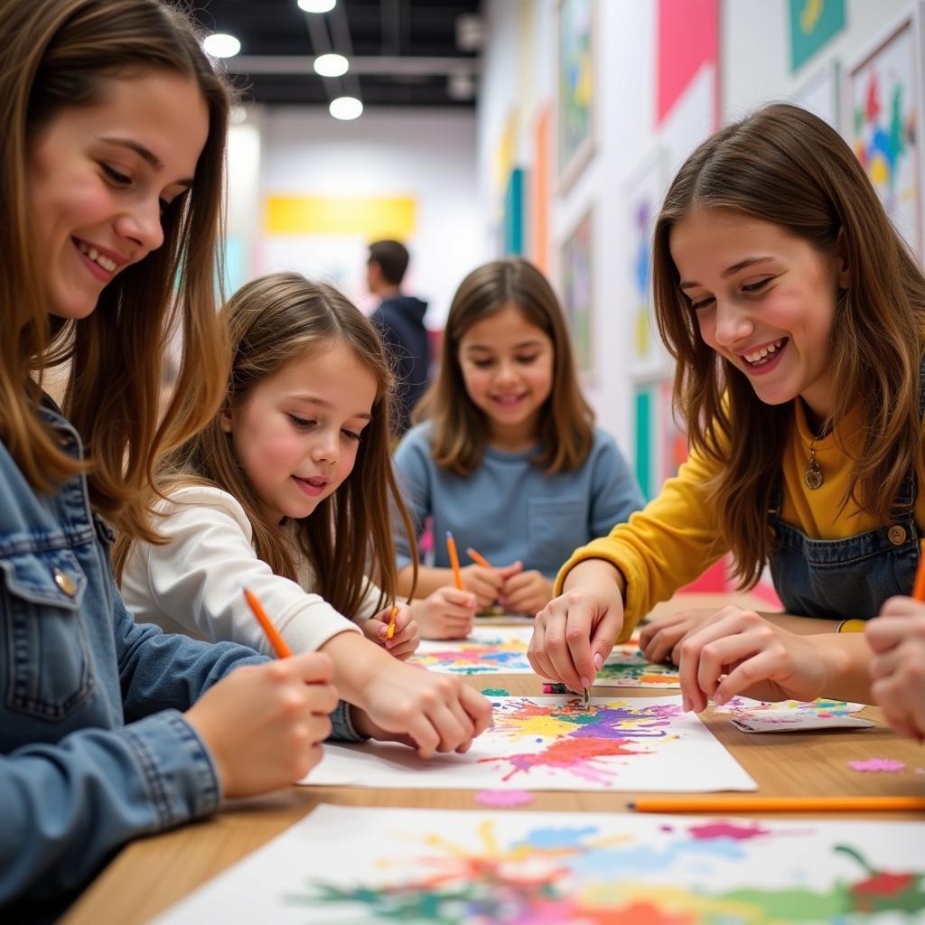 Families Enjoying Interactive Activities at Custer's Arts and Crafts Show