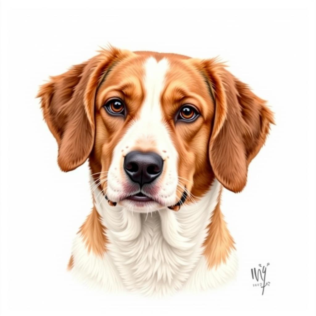 Custom Brittany Dog Portrait Watercolor