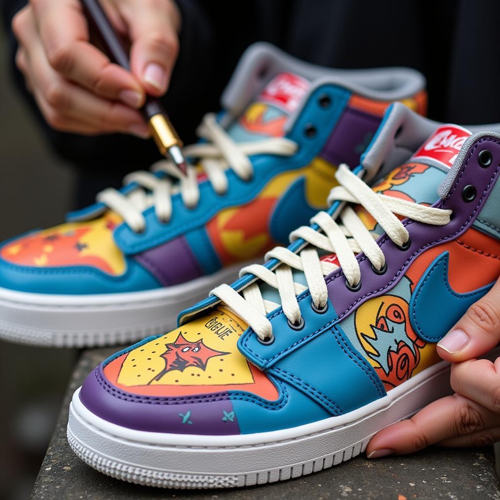 Custom Painted Sneakers with Intricate Designs