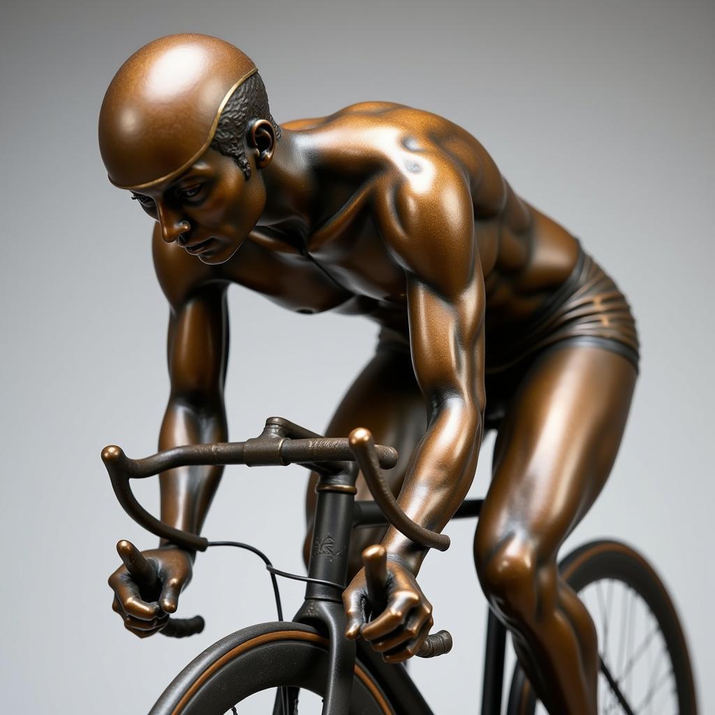 Bronze Sculpture of a Cyclist in Motion