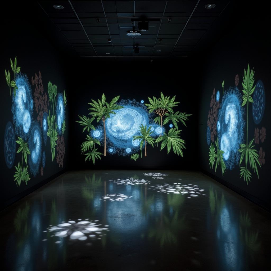 Cyrus Walker's art installation featuring nature-inspired digital projections