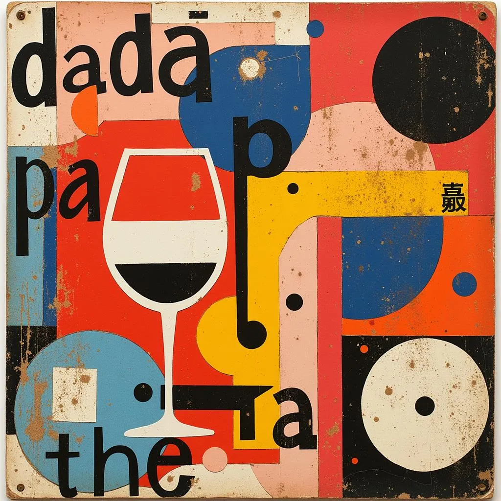 Dada Art Collage with Wine Glass