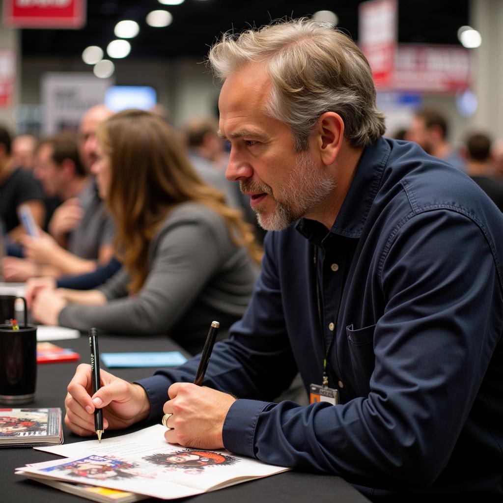 Darick Robertson at a Comic Con event interacting with fans