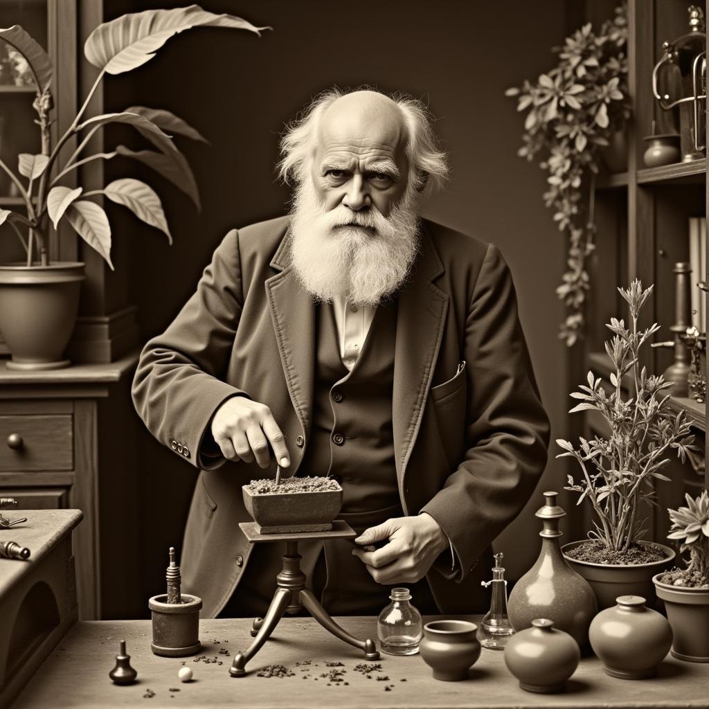 Darwin conducting plant experiments