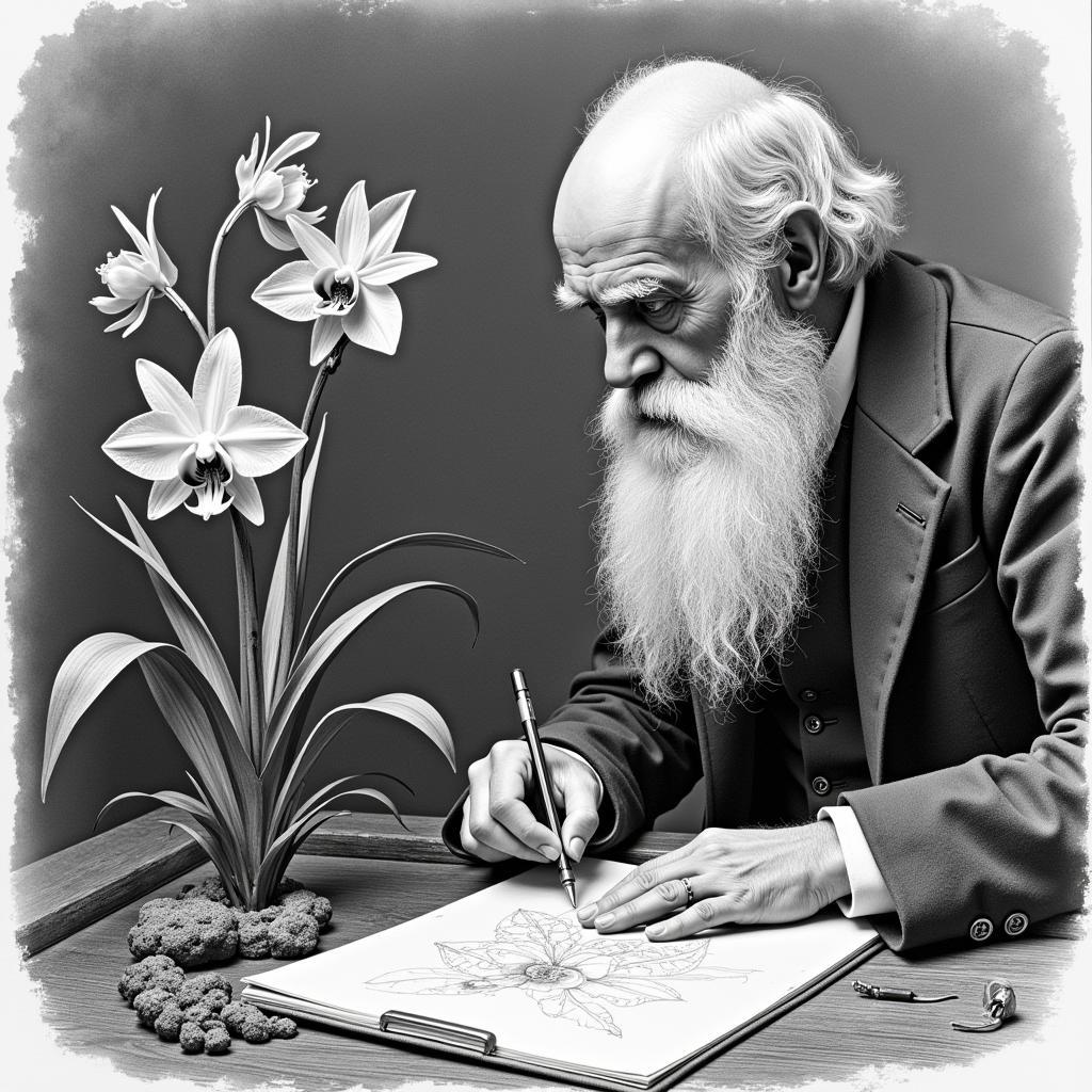 Darwin sketching orchids