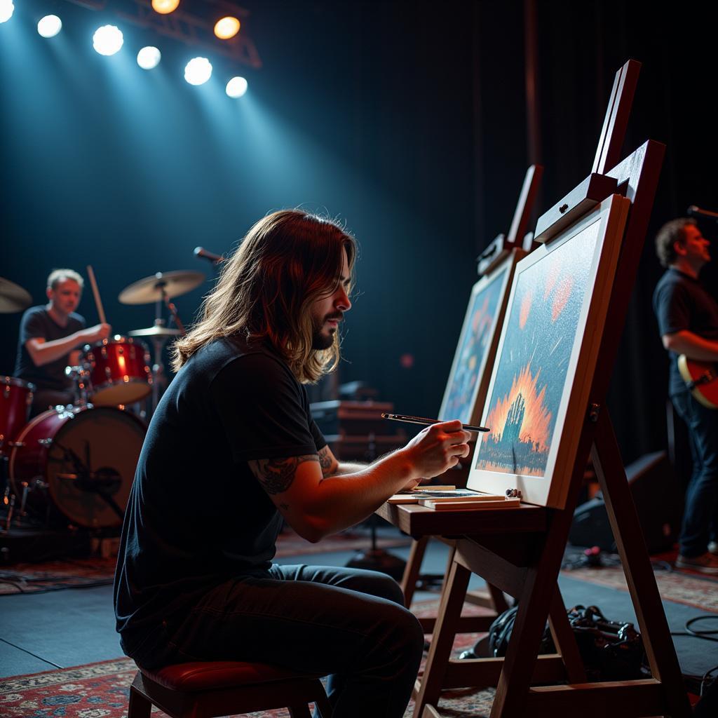 Dave Grohl painting live on stage