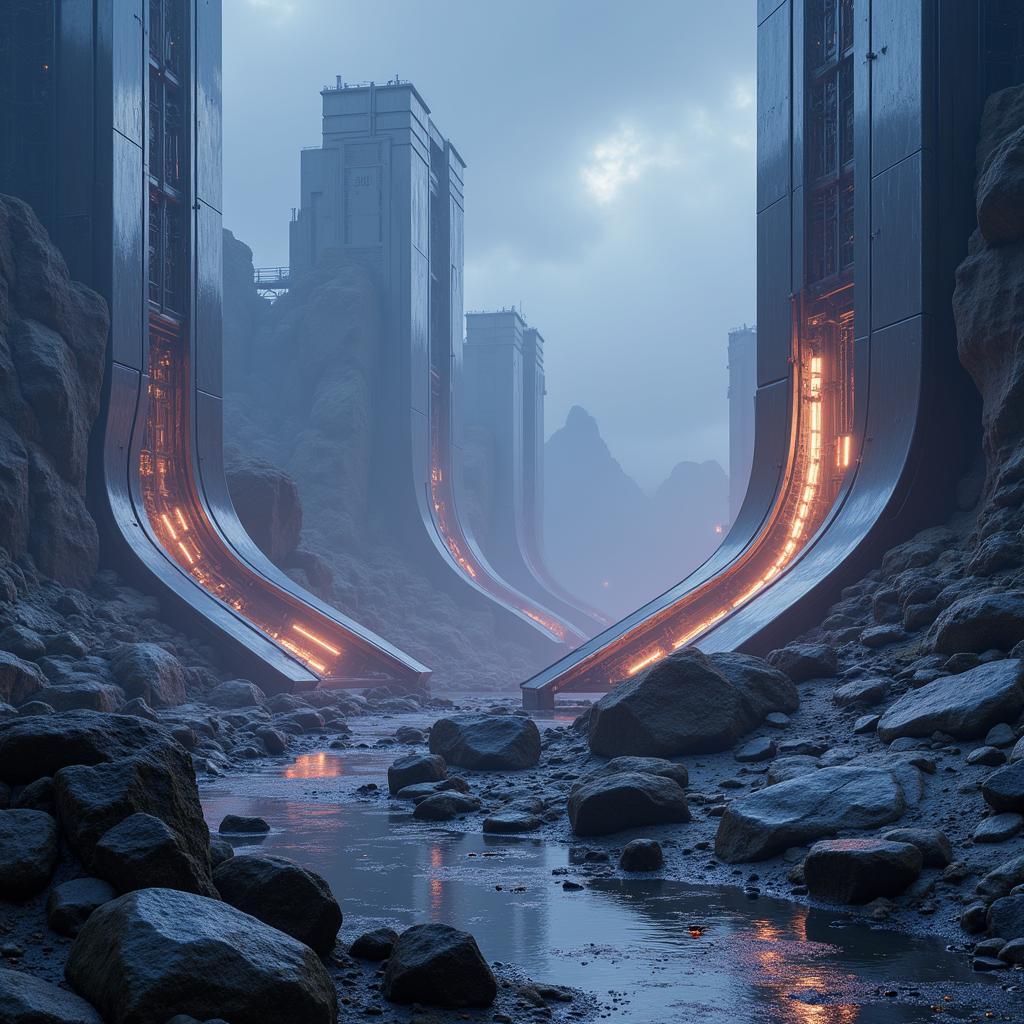 Futuristic digital landscape by David Groenjes