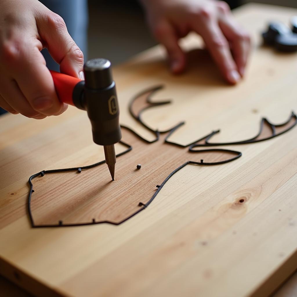 Placing Nails for Deer String Art