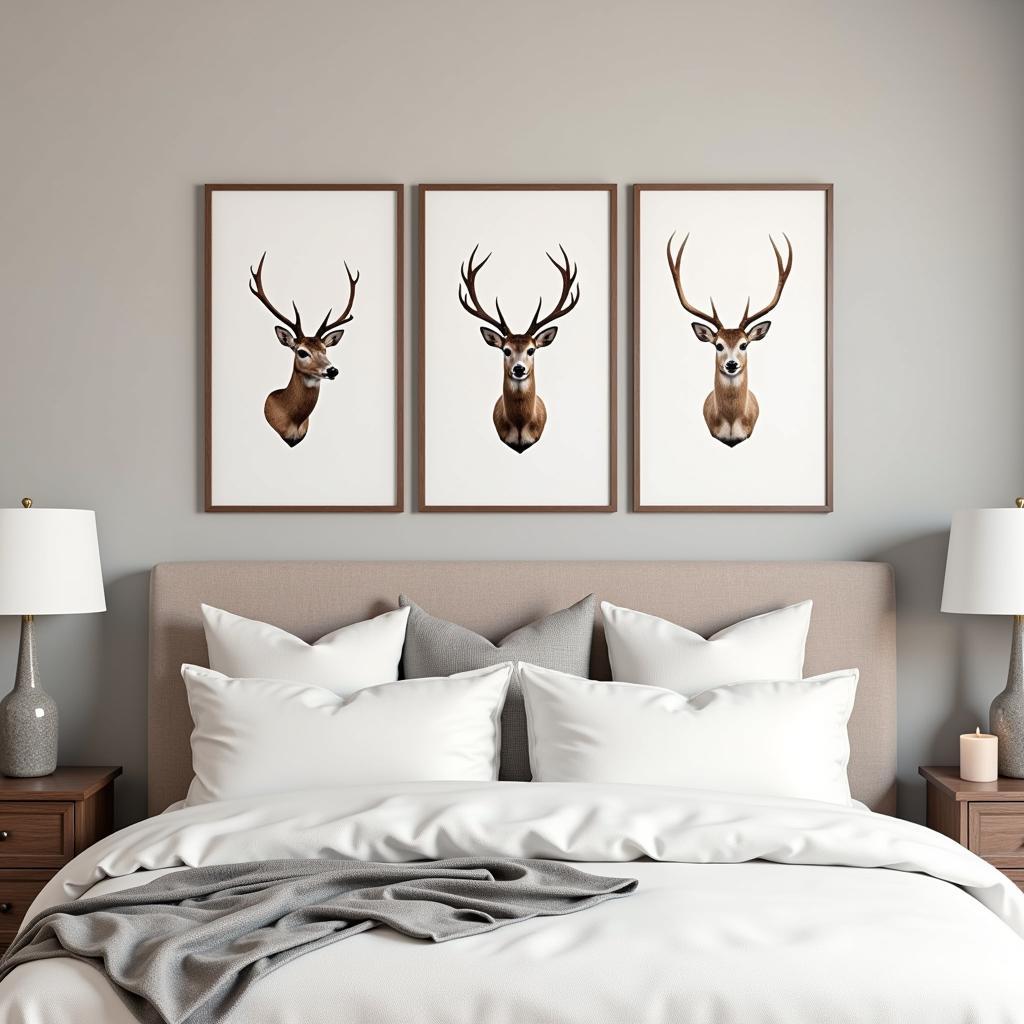 Deer Wall Art in Bedroom Setting