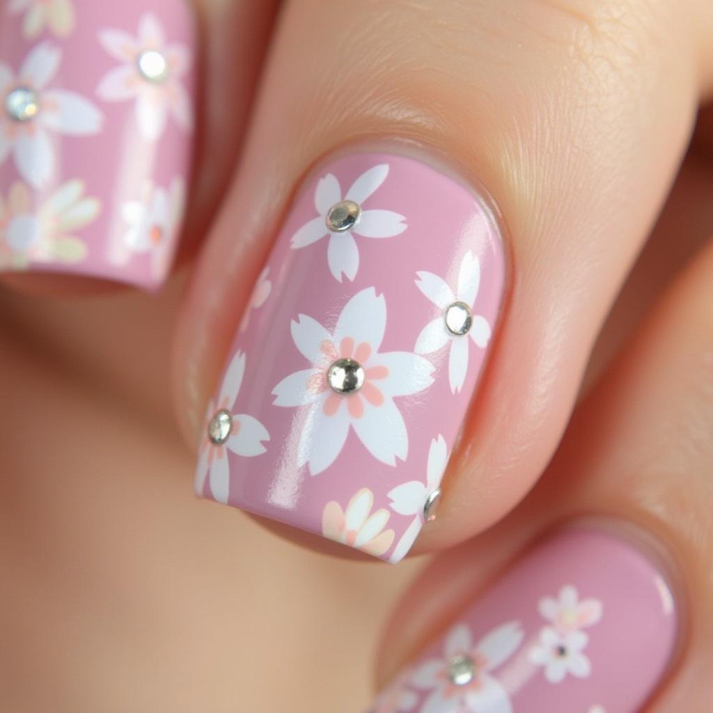 Delicate floral nail art for Mother's Day