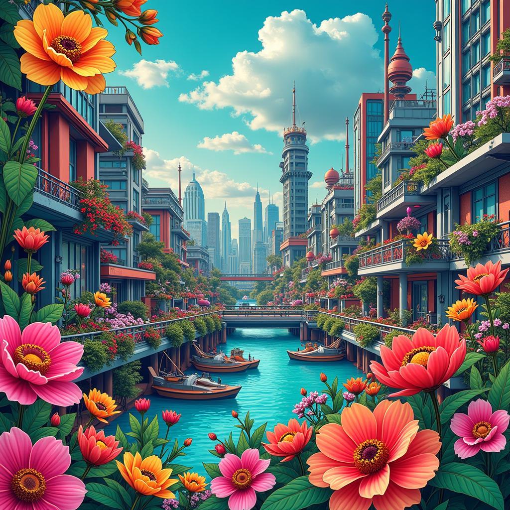 Demeter Art: Floral Cityscape