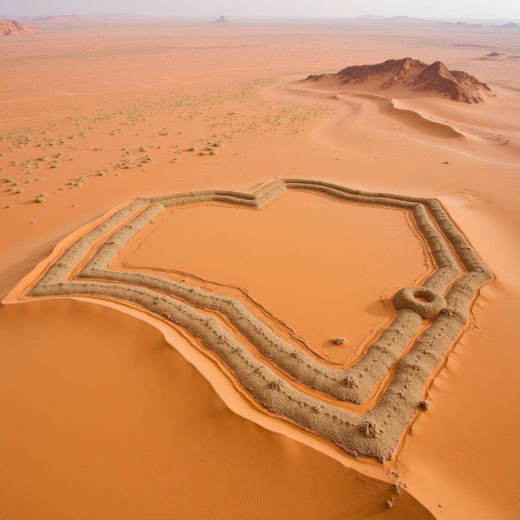 Large-Scale Geometric Shapes Created in Desert Landscape