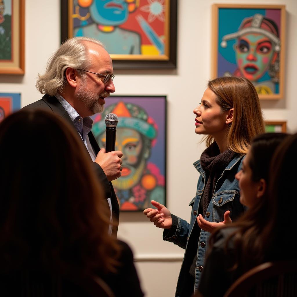 Artist giving a talk at the Detroit Art Book Fair