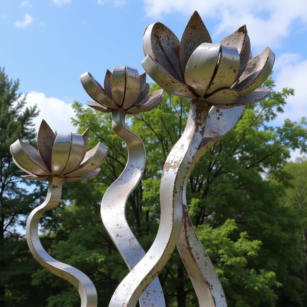 Metal Sculpture of Abstract Flowers