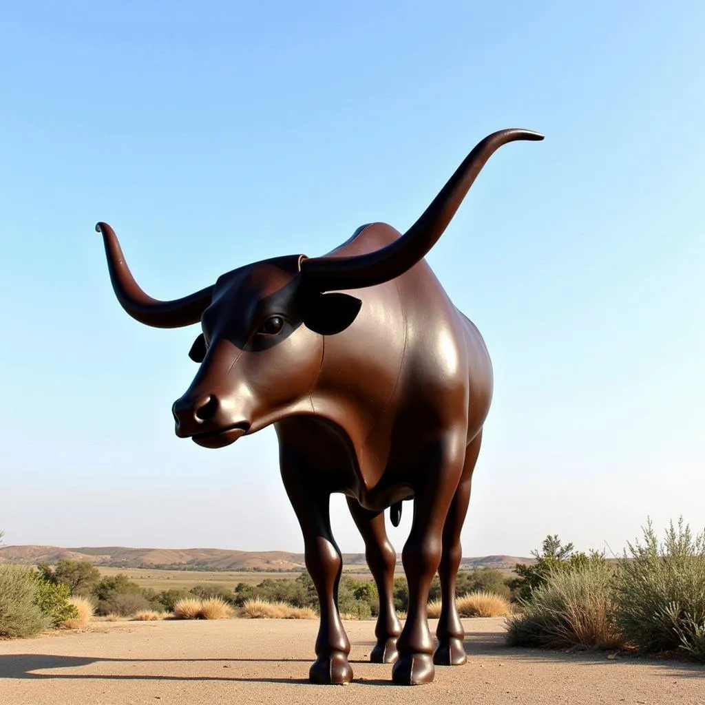 West Texas metal sculpture of an animal