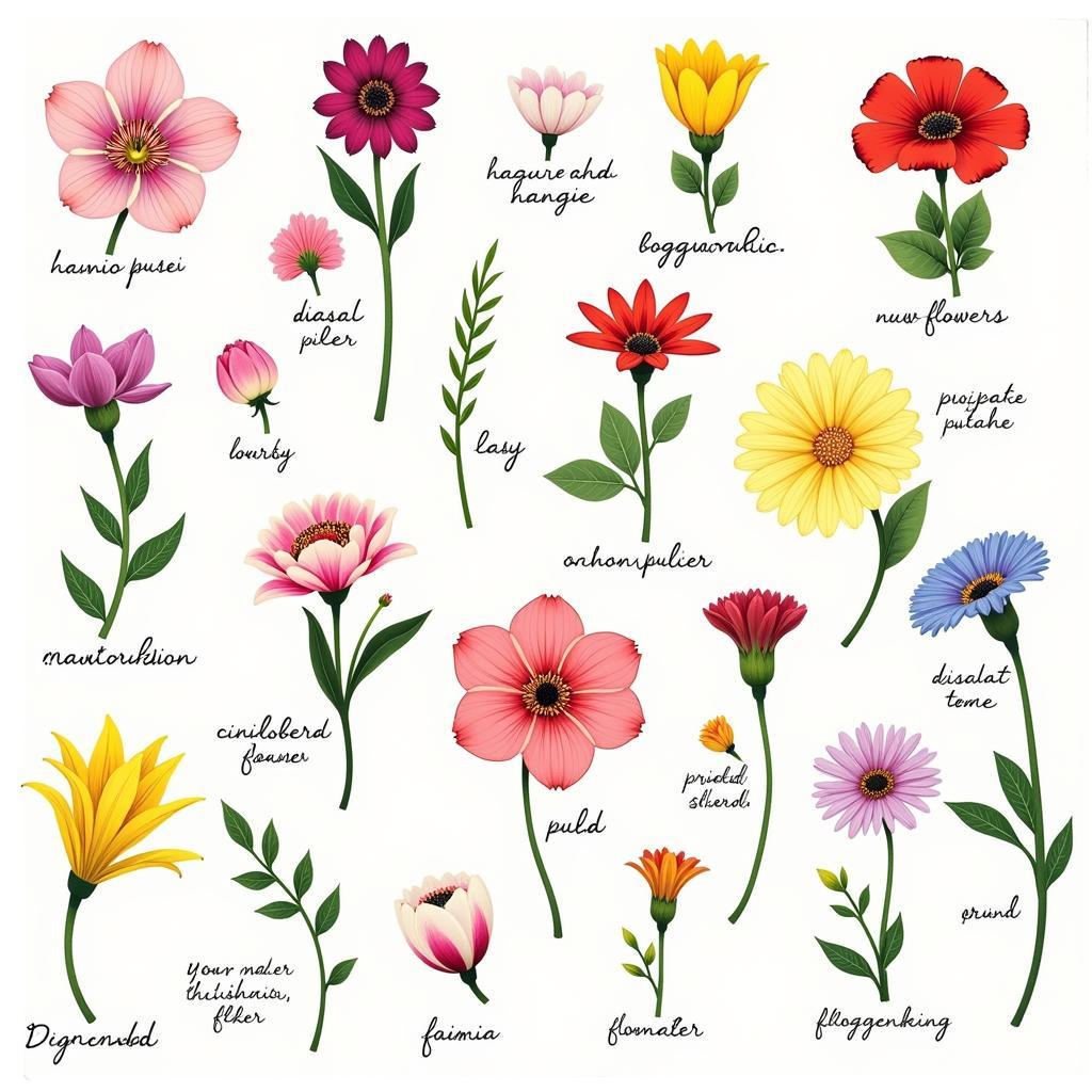 A variety of flowers suitable for printmaking