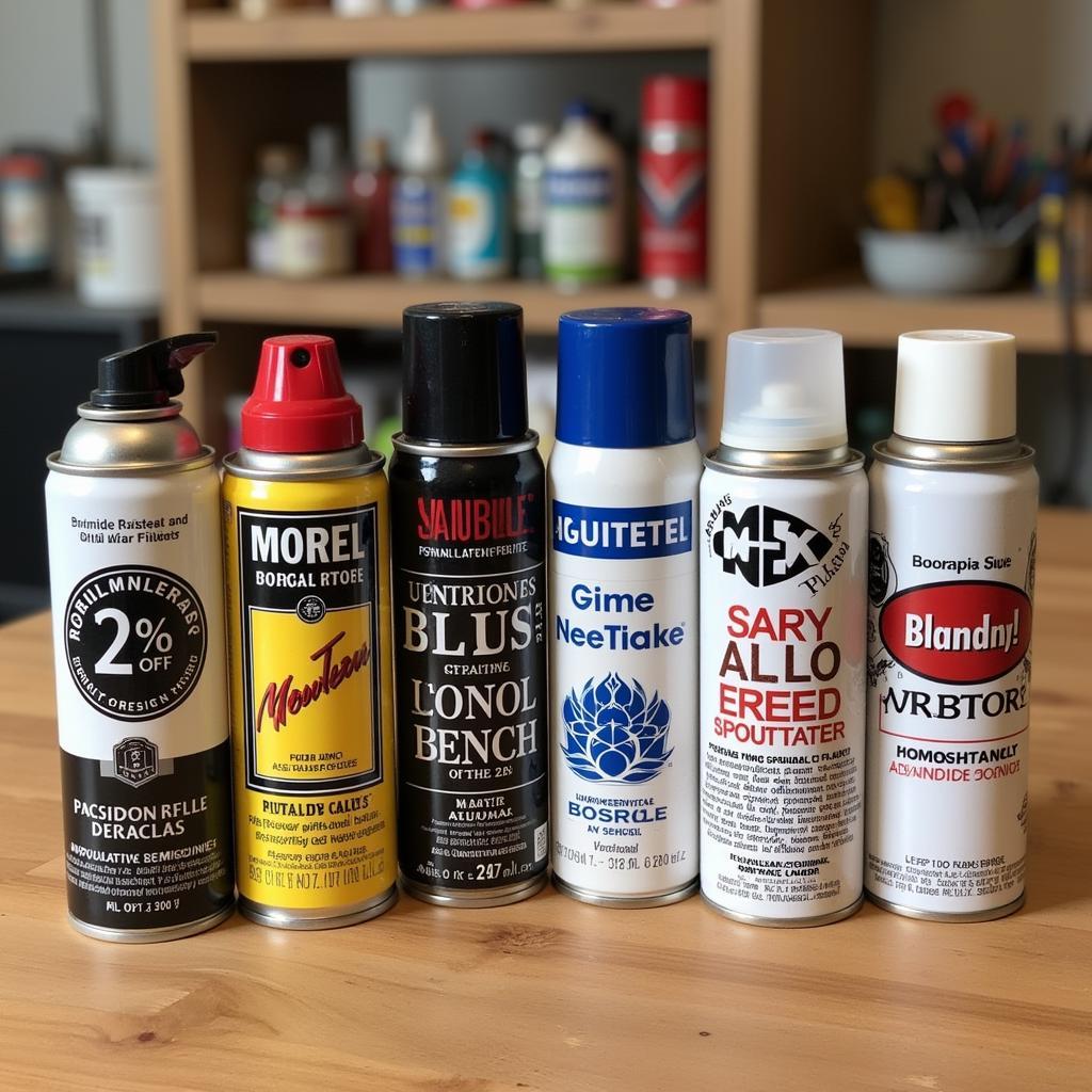 Various Fixative Spray Cans on a Studio Table