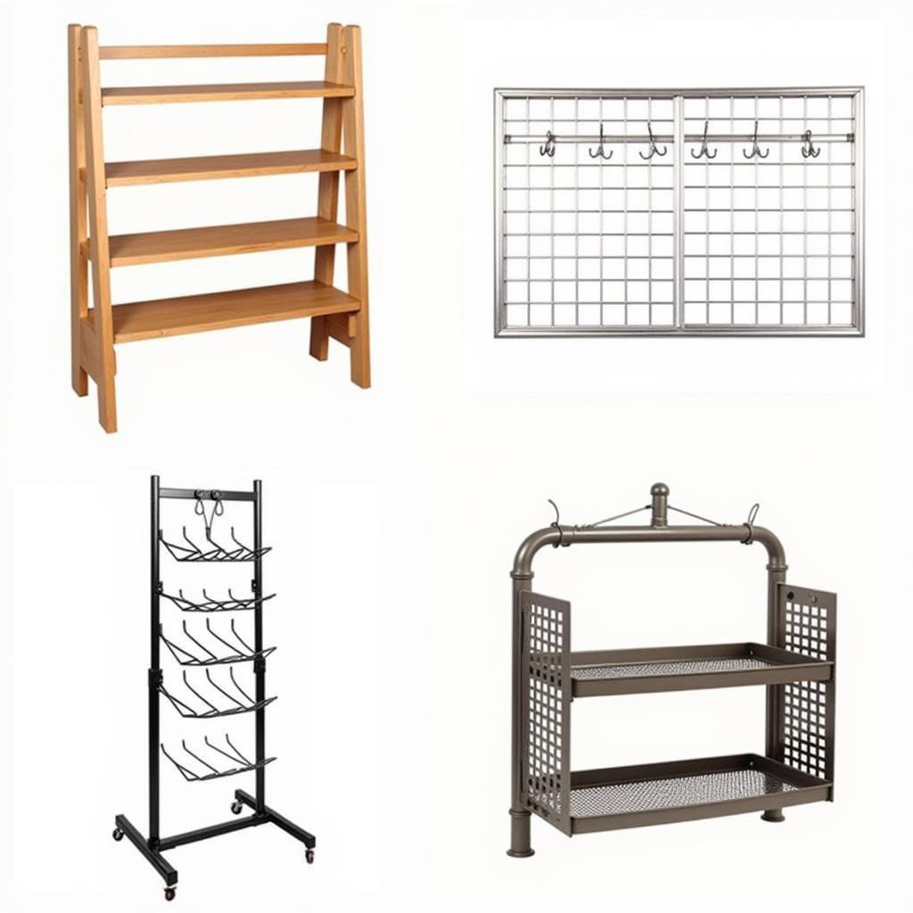 Various designs of wall mounted drying racks for artists