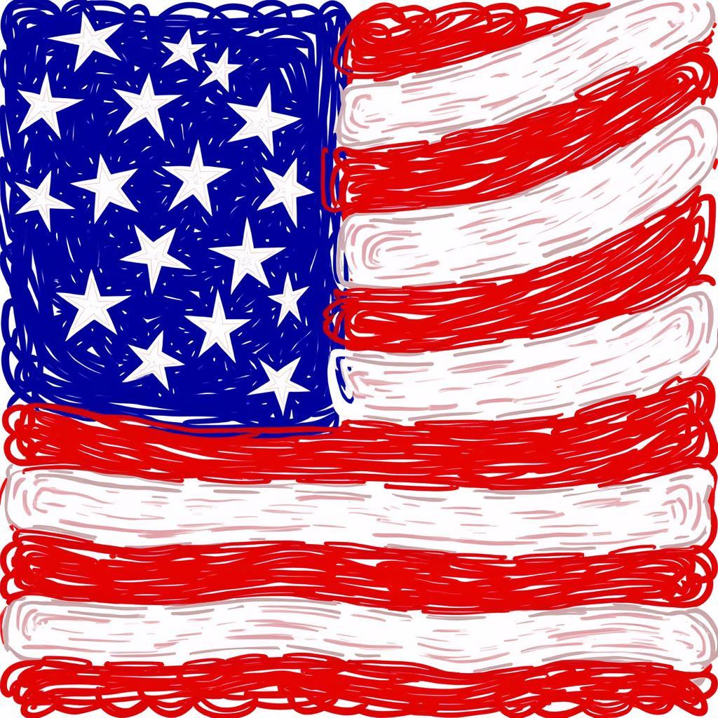 Abstract Digital American Flag Art