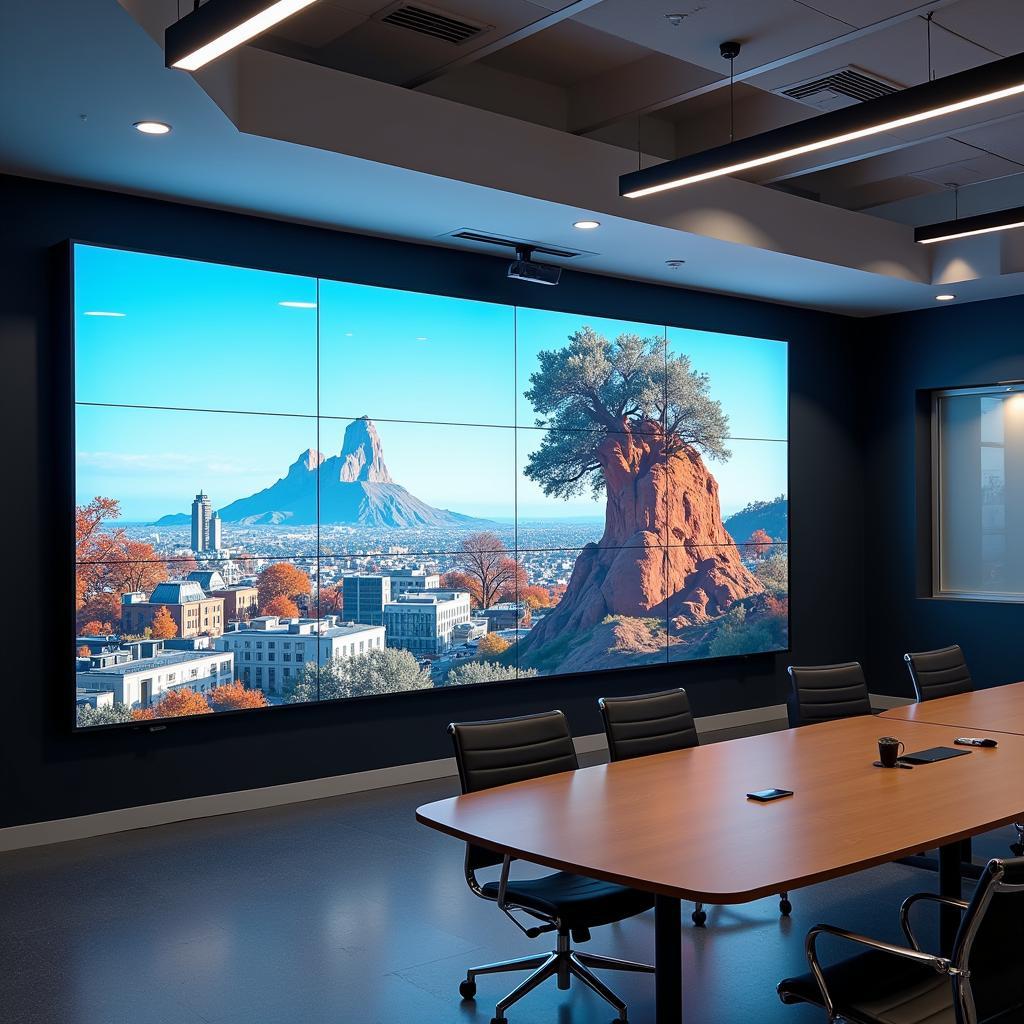 Office with digital art display