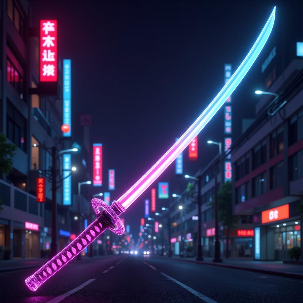 Digital Art Featuring a Katana Sword with Futuristic Design