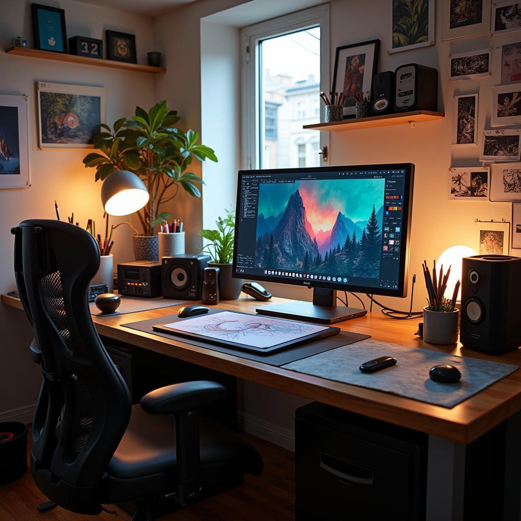 A professional digital art studio setup